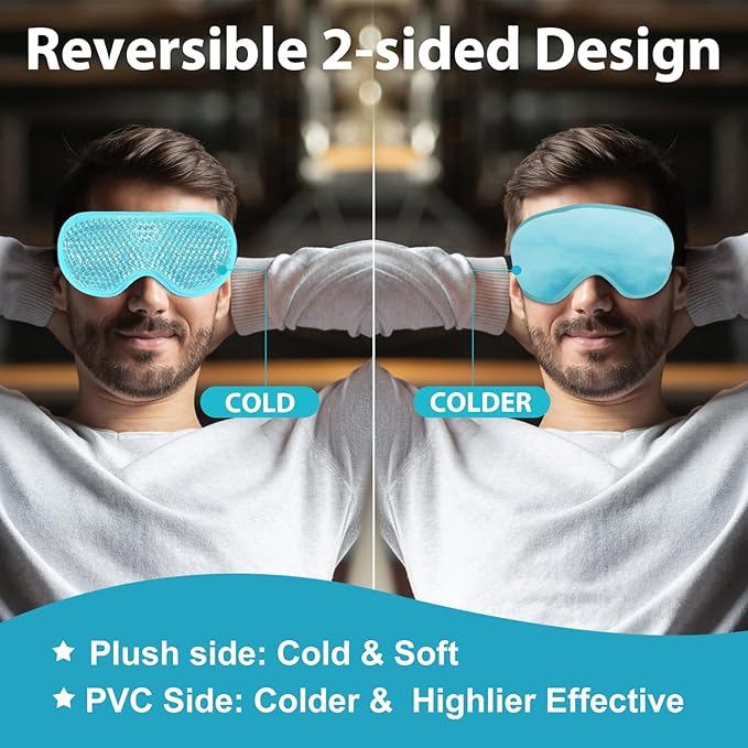 BeeVines Cooling Gel Eye Mask 2 Pack Gel Cold Pack for Puffy Eyes Eye Mask for Dark Circles Dry Eyes Cold Warm Sleep Compress for Post Surgery Puffiness Allergies 01 Blue Pink - Image 3