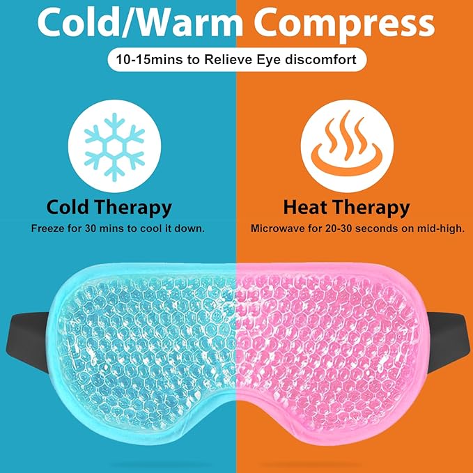 BeeVines Cooling Gel Eye Mask 2 Pack Gel Cold Pack for Puffy Eyes Eye Mask for Dark Circles Dry Eyes Cold Warm Sleep Compress for Post Surgery Puffiness Allergies 01 Blue Pink - Image 4
