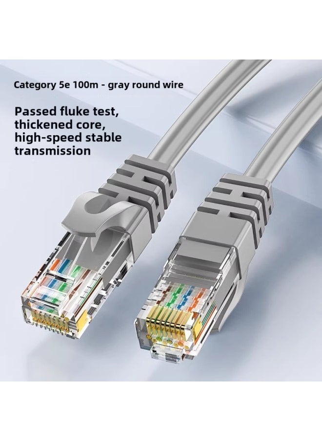 Generic Network Cable Apron Super Category 6 Super Category 5 Double Shielded Gigabit Home 10 Gigabit Computer Broadband Router Finished Network Cable-Color:【category 5 Tested】 Gray 100m Transmission-Line L  - Image 1