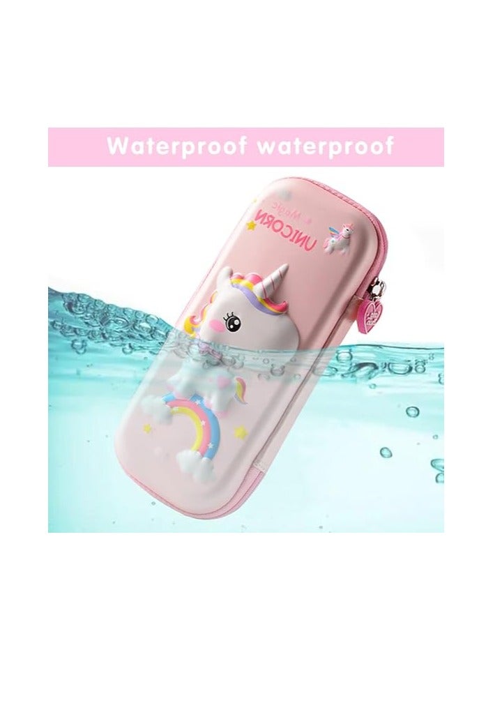 SHOWDAY Large Pencil Case Big Capacity 3 Compartments Canvas Pencil Pouch for Teen Boys Girls School Students Big Capacity Pencil Case Large Storage Pencil Bag for Adults Office (Pink-6672)  - Image 2