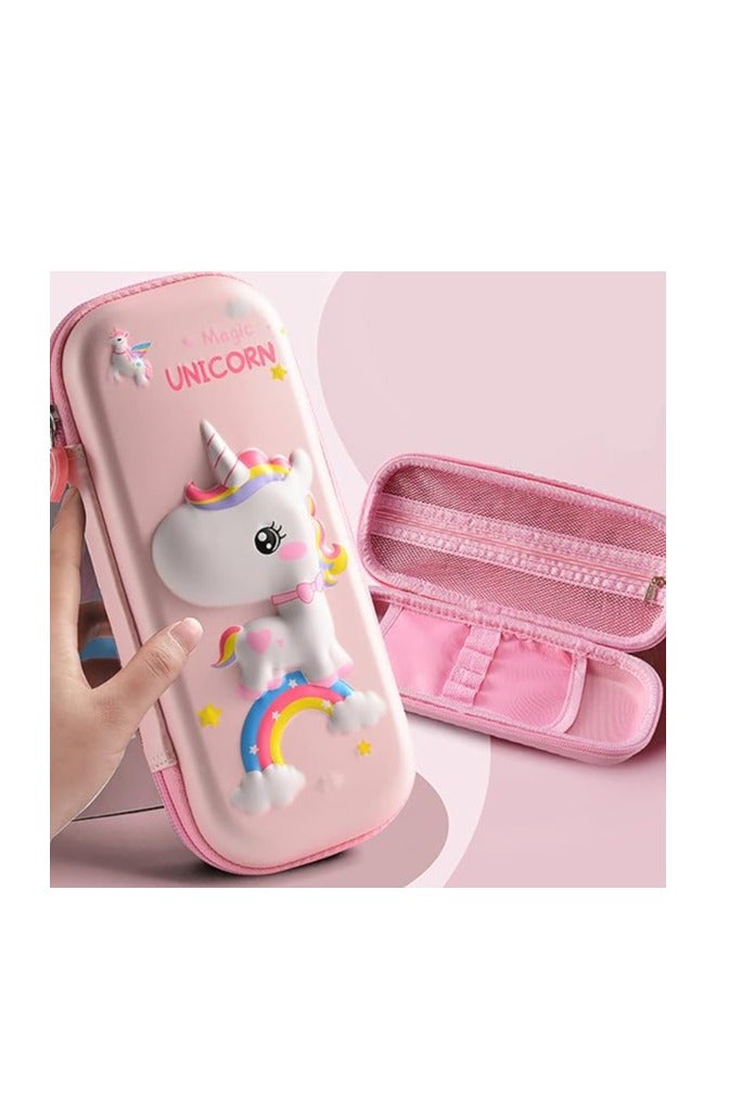 SHOWDAY Large Pencil Case Big Capacity 3 Compartments Canvas Pencil Pouch for Teen Boys Girls School Students Big Capacity Pencil Case Large Storage Pencil Bag for Adults Office (Pink-6672)  - Image 3