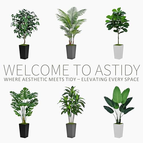 ASTIDY Artificial Dracaena Plant Indoor 5FT - Fake Tree with White Tall Planter - Faux Yucca Tall Fake Floor Plant in Pot - Artificial Trees for Home Office Living Room Decor Indoor - Image 4