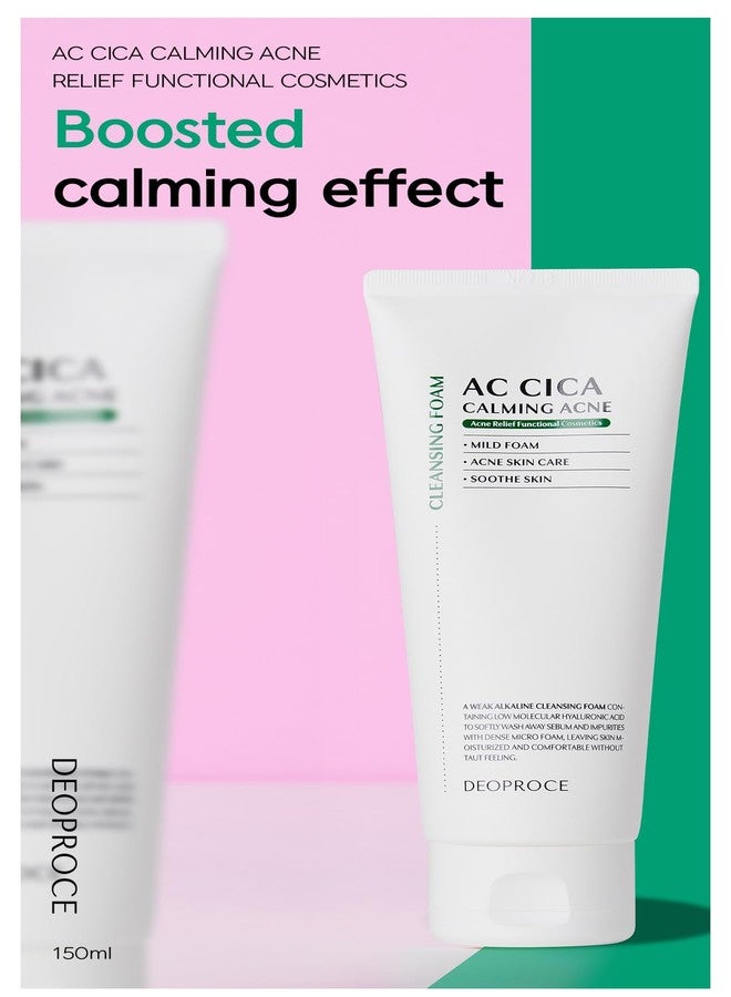 Deoproce AC Cica Calming Acne Cleansing Foam 150 ml, Korean Skincare, Centella Asiatica Extract, Vitamin Tree Fruit, White Rice Flower Extract - Image 2