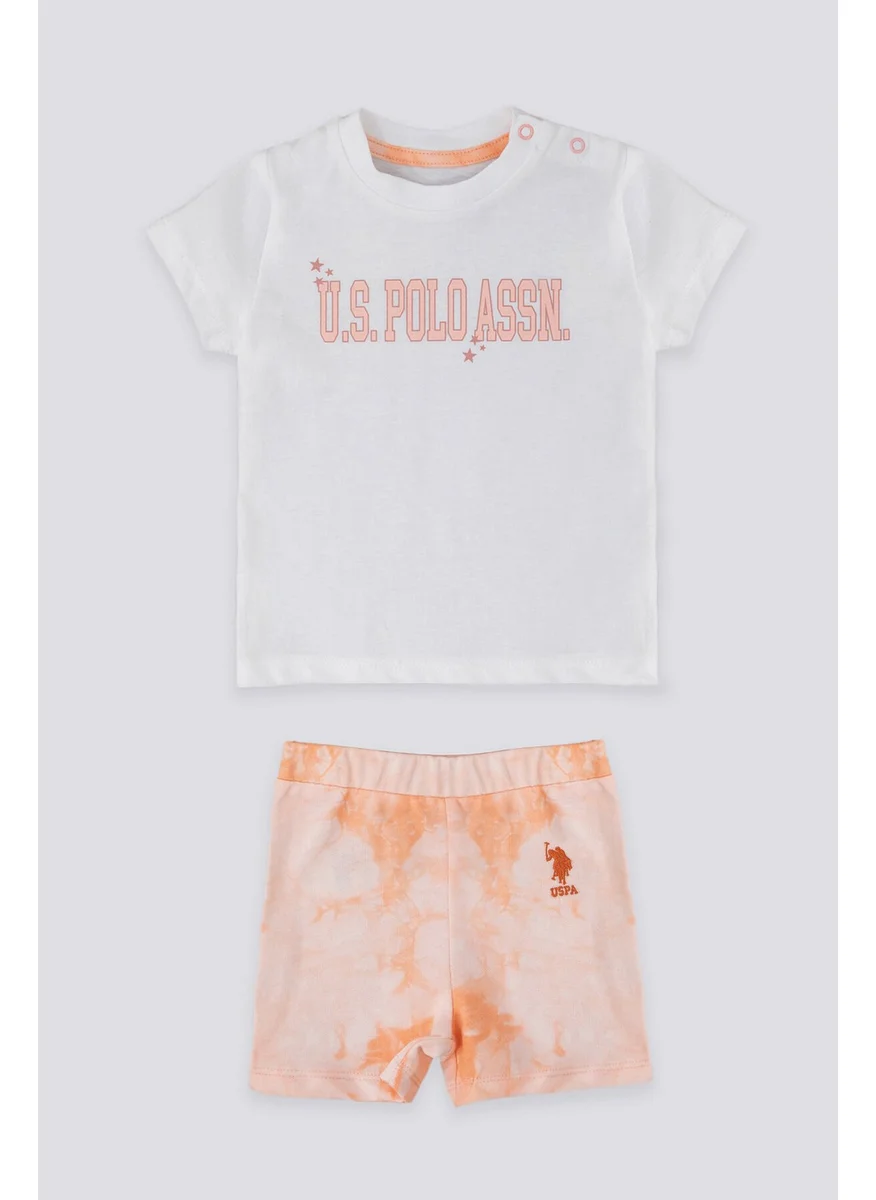 يو اس بولو اسن Piquant Cream Cream Salmon Baby T-shirt Set