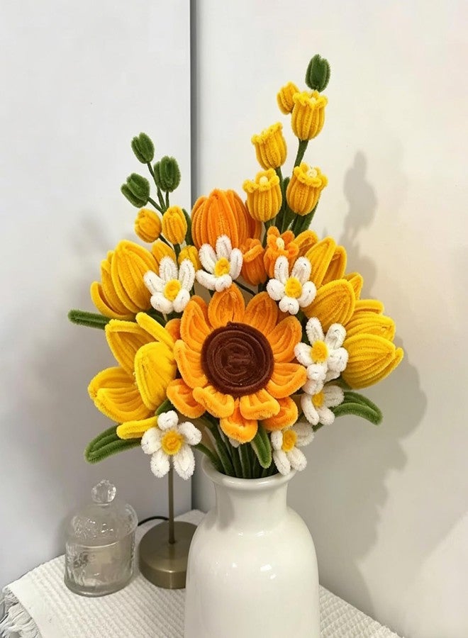 biguphate 800PCS Pipe Cleaner Flower Kit 14 Colors Chenille Stems DIY Flower Bouquet with Instruction Glue Sticks Ribbon Floral Tape, Flower Stems, Gift Wrap & More, Craft Supplies for DIY Flower Bouquet - Image 5