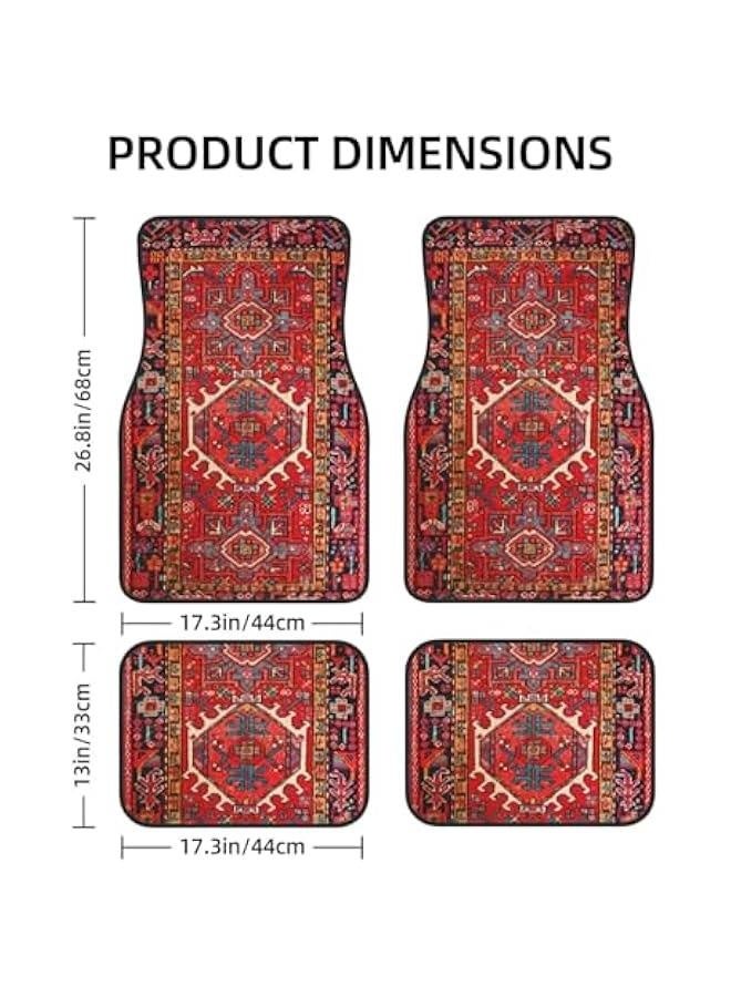 مجموعة سجادات أرضية للسيارة مكونة من 4 قطع، سجادة تركية فارسية عتيقة تصميم شرقي للسجادات الأمامية والخلفية، سجادات أرضية زخرفية غير قابلة للانزلاق، ملحقات سيارات تناسب جميع السيارات SUV والشاحنات وا - Image 2