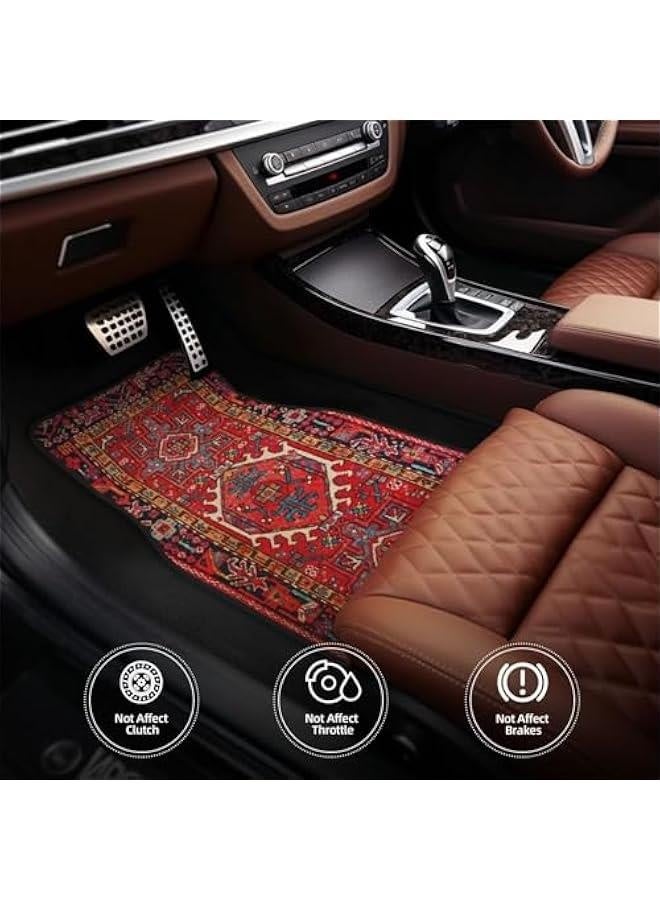 مجموعة سجادات أرضية للسيارة مكونة من 4 قطع، سجادة تركية فارسية عتيقة تصميم شرقي للسجادات الأمامية والخلفية، سجادات أرضية زخرفية غير قابلة للانزلاق، ملحقات سيارات تناسب جميع السيارات SUV والشاحنات وا - Image 4