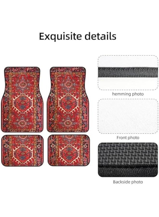 مجموعة سجادات أرضية للسيارة مكونة من 4 قطع، سجادة تركية فارسية عتيقة تصميم شرقي للسجادات الأمامية والخلفية، سجادات أرضية زخرفية غير قابلة للانزلاق، ملحقات سيارات تناسب جميع السيارات SUV والشاحنات وا - Image 5