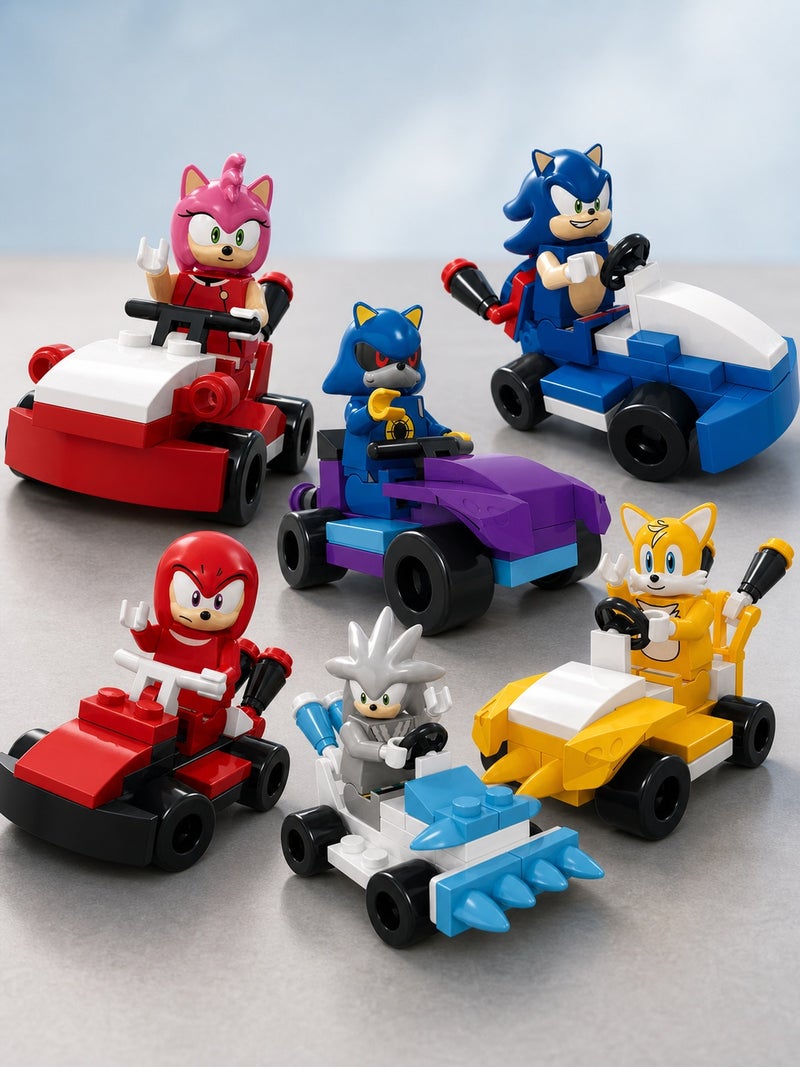 Building Block Racing Car Set with Character Figures - Image 3