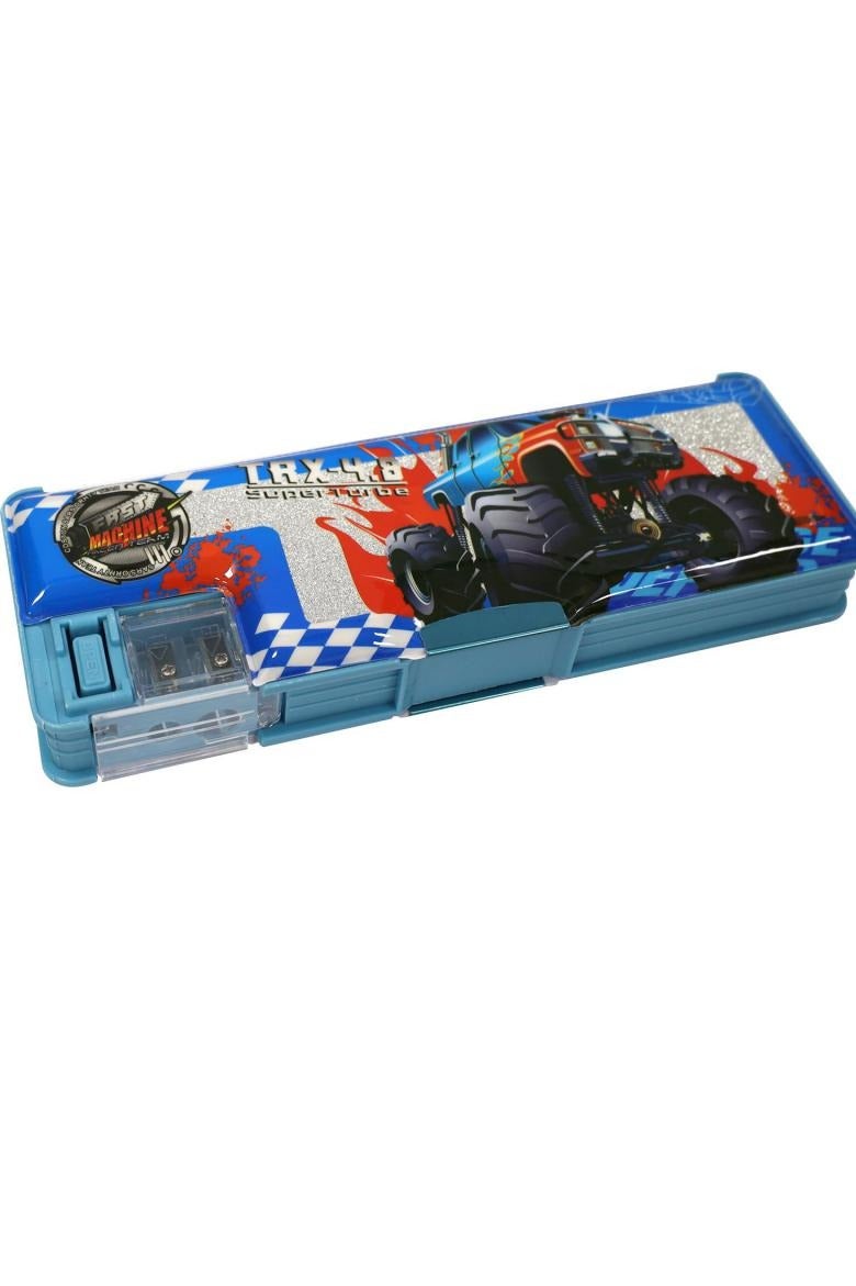ROCO Hard Pencil Case Truck · 2 Compartment · Blue/Red - Image 1