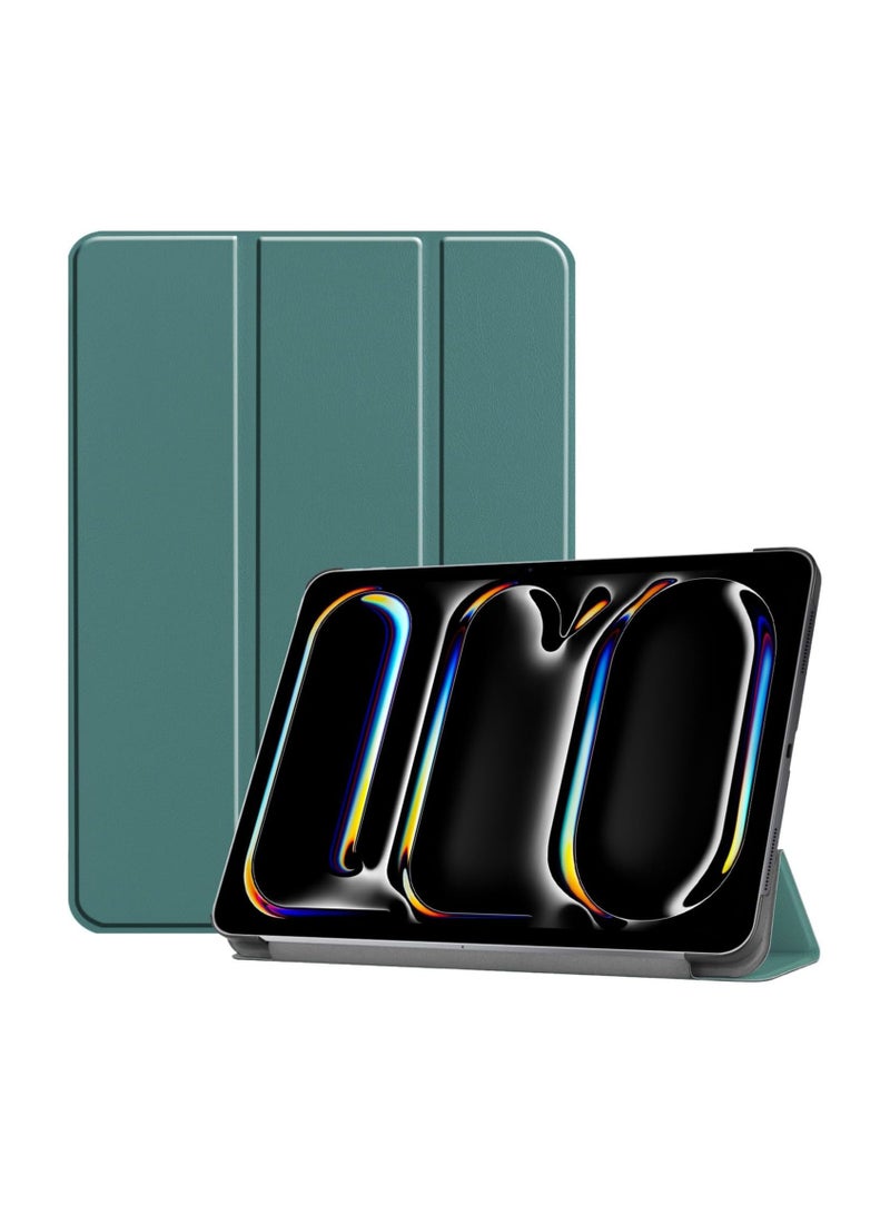 عام بالتأكيد، إليك الوصف باللغة العربية: غطاء متوافق مع iPad Pro 13 2024، خفيف الوزن، يتكون من جلد صناعي، يوفر وضعًا متعدد الزوايا للجهاز اللوحي الذكي مع وظيفة الاستيقاظ/السكون التلقائي. - Image 1