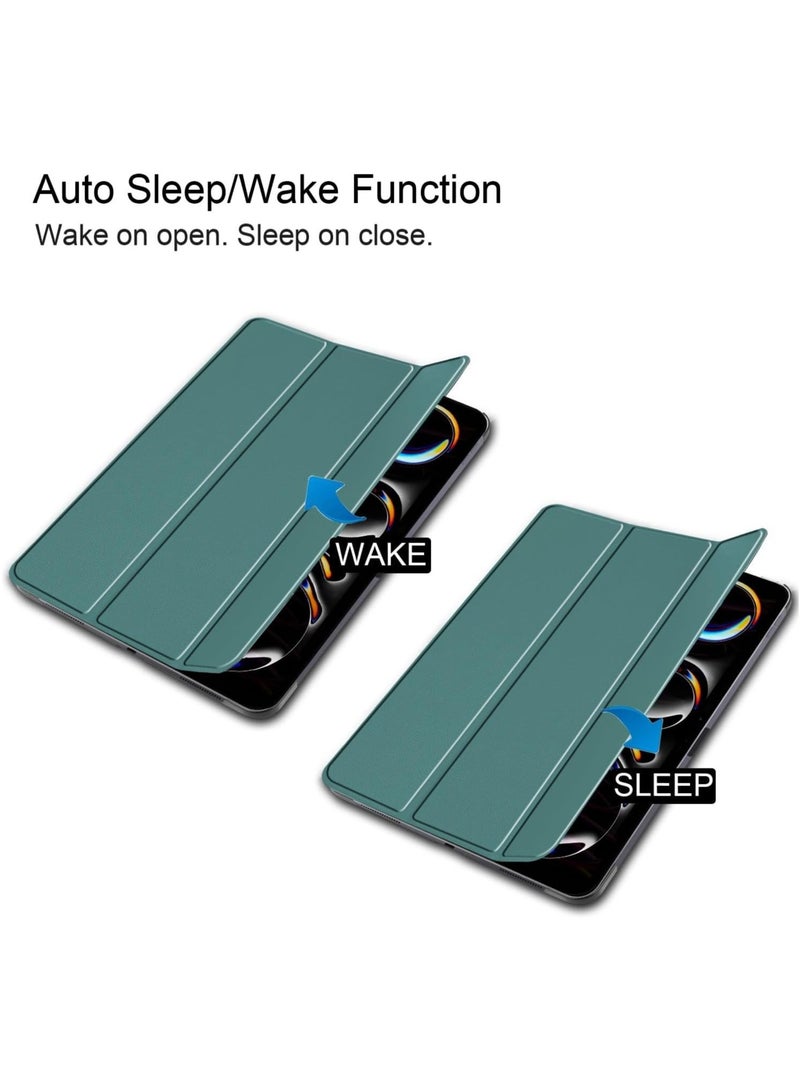 عام بالتأكيد، إليك الوصف باللغة العربية: غطاء متوافق مع iPad Pro 13 2024، خفيف الوزن، يتكون من جلد صناعي، يوفر وضعًا متعدد الزوايا للجهاز اللوحي الذكي مع وظيفة الاستيقاظ/السكون التلقائي. - Image 2