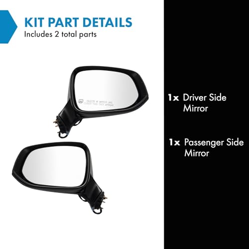 TRQ Driver & Passenger Side Power Heated Mirror Set Smooth Black Fits 2022-2023 Toyota Corolla Cross Without Turn Signal TO1320430 TO1321430 - Image 2