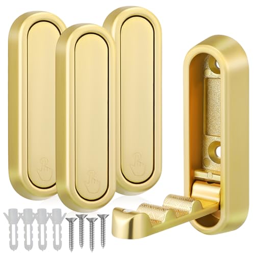 PRETYZOOM Folding Coat Hooks 4 pcs Foldable Wall Hooks Zinc Alloy Heavy Duty Hangers for Hanging Bathroom Towel Robe Coat Hat Bags Keys - Image 1