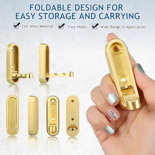 PRETYZOOM Folding Coat Hooks 4 pcs Foldable Wall Hooks Zinc Alloy Heavy Duty Hangers for Hanging Bathroom Towel Robe Coat Hat Bags Keys - Image 5