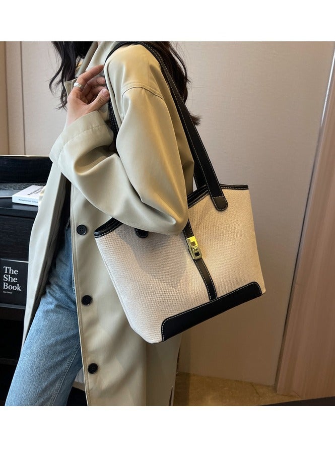Women's One Shoulder Tote Bag Faux Leather Handbag Women Large Capacity Bucket Bag Fashion Travel Crossbody Shoulder Bag for Female College Students (Black)  - Image 2