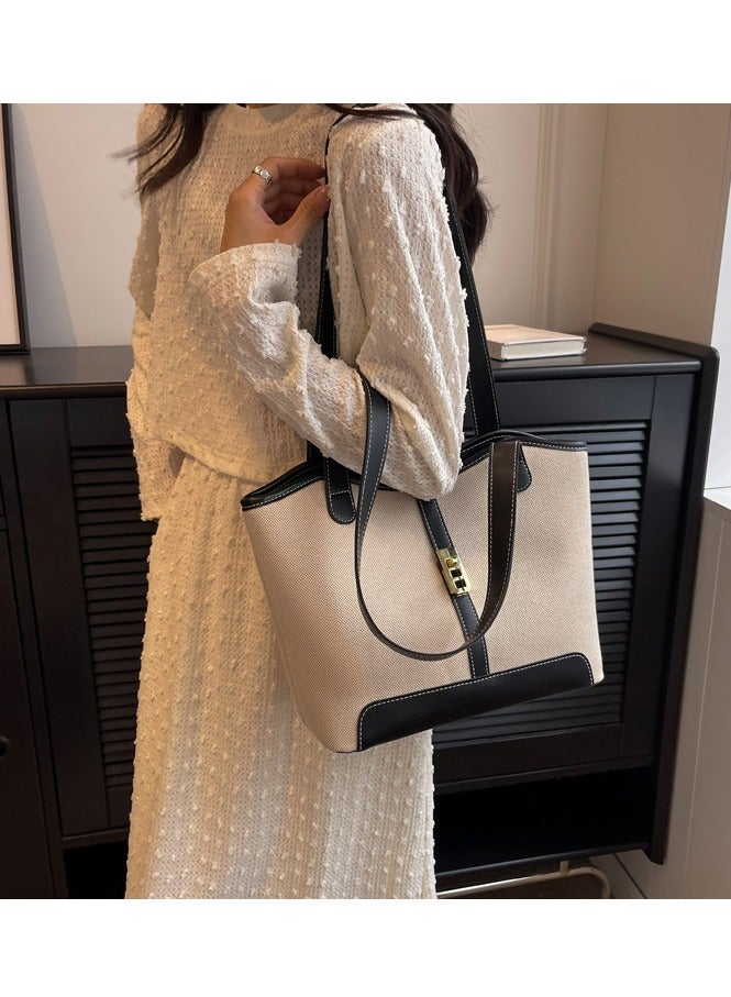 Women's One Shoulder Tote Bag Faux Leather Handbag Women Large Capacity Bucket Bag Fashion Travel Crossbody Shoulder Bag for Female College Students (Black)  - Image 3