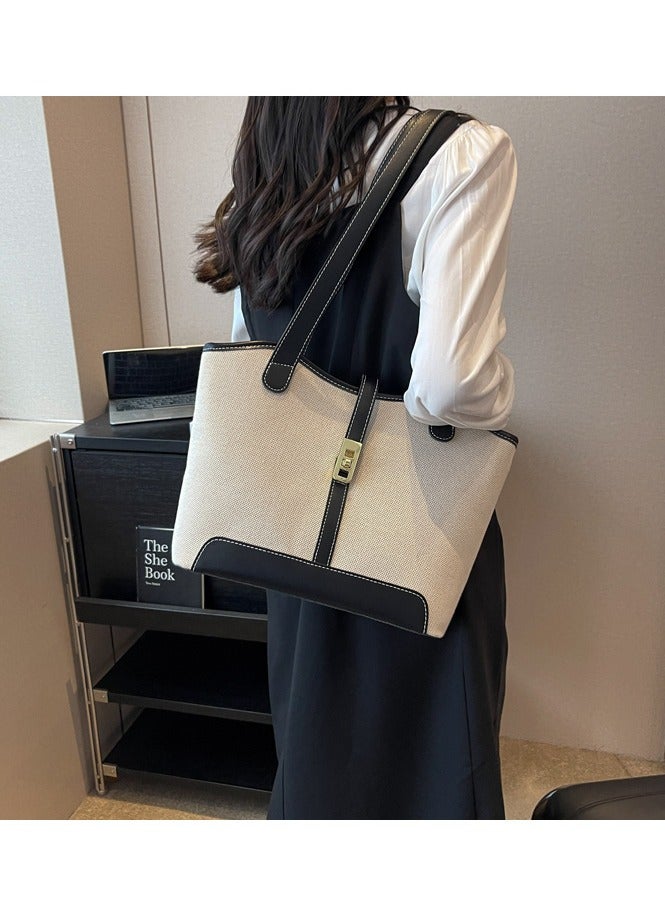 Women's One Shoulder Tote Bag Faux Leather Handbag Women Large Capacity Bucket Bag Fashion Travel Crossbody Shoulder Bag for Female College Students (Black)  - Image 4