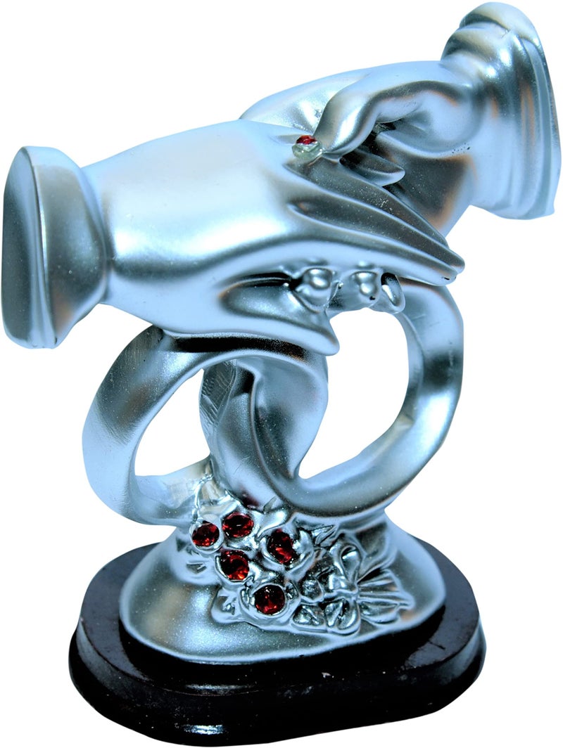 Sigaram Love Couple Ring Statue Polyresin Romantic Decorative Handicraft Figurine Gift Showpiece Used as Home Interior and Bedroom Décor in 10 cm Small Size Silver Colour Showpiece. - Image 2