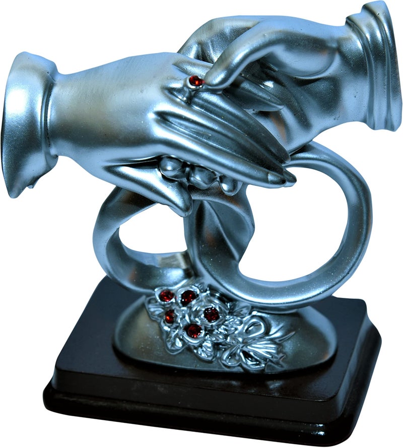 Sigaram Love Couple Ring Statue Polyresin Romantic Decorative Handicraft Figurine Gift Showpiece Used as Home Interior and Bedroom Décor in 10 cm Small Size Silver Colour Showpiece. - Image 3