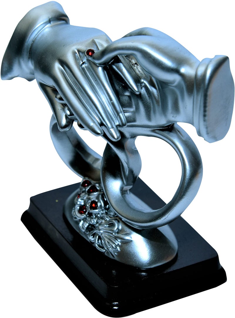 Sigaram Love Couple Ring Statue Polyresin Romantic Decorative Handicraft Figurine Gift Showpiece Used as Home Interior and Bedroom Décor in 10 cm Small Size Silver Colour Showpiece. - Image 5