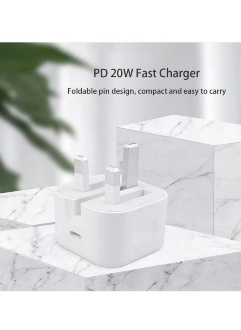 XiaoGiqi - 20W USB-C Fast Wall Charger with Lightning Cable - Compatible with iPhone & iPad (12-14 Series/SE/XR/XS Max) - Image 1