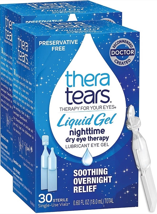 TheraTears Liquid Gel Nighttime Eye Drops for Dry Eyes, 30 Vials, 30 Count (Pack of 2) - Image 1