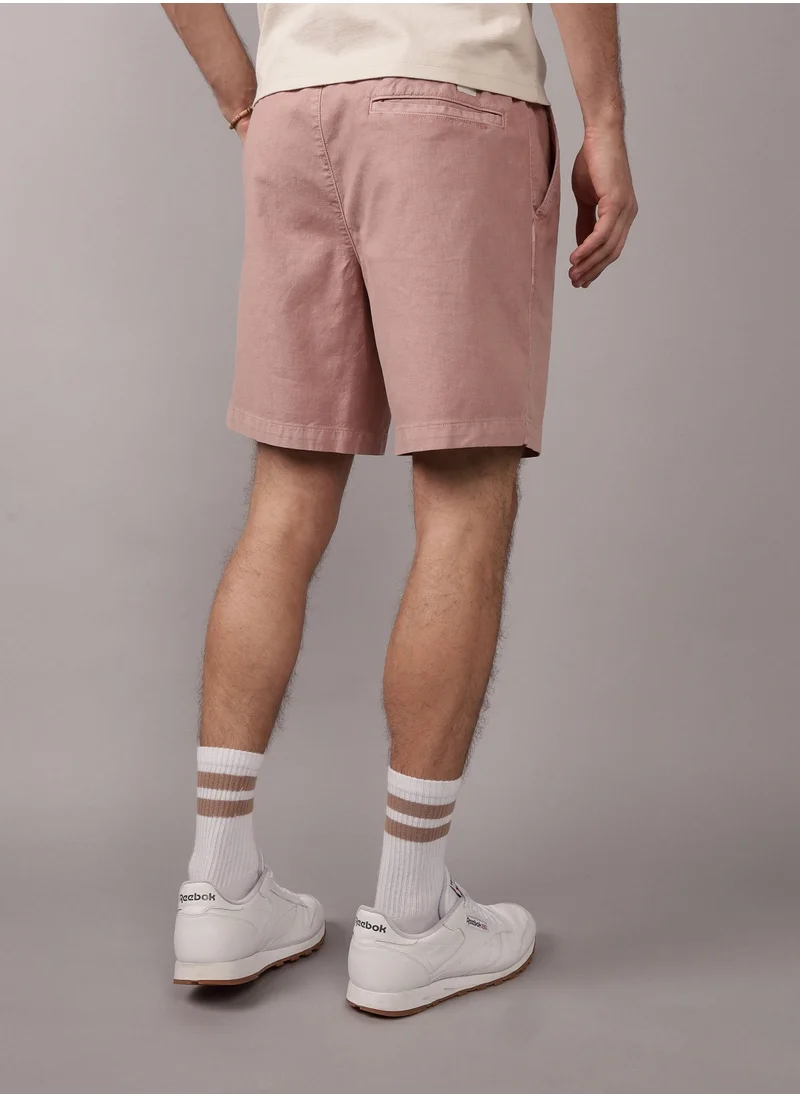 American Eagle AE Flex 8" Lived-In Linen-Blend Trekker Short