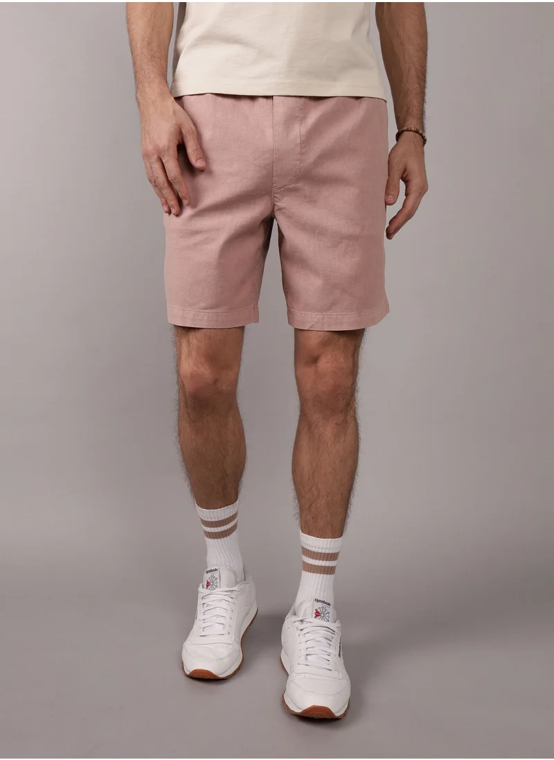 American Eagle AE Flex 8" Lived-In Linen-Blend Trekker Short