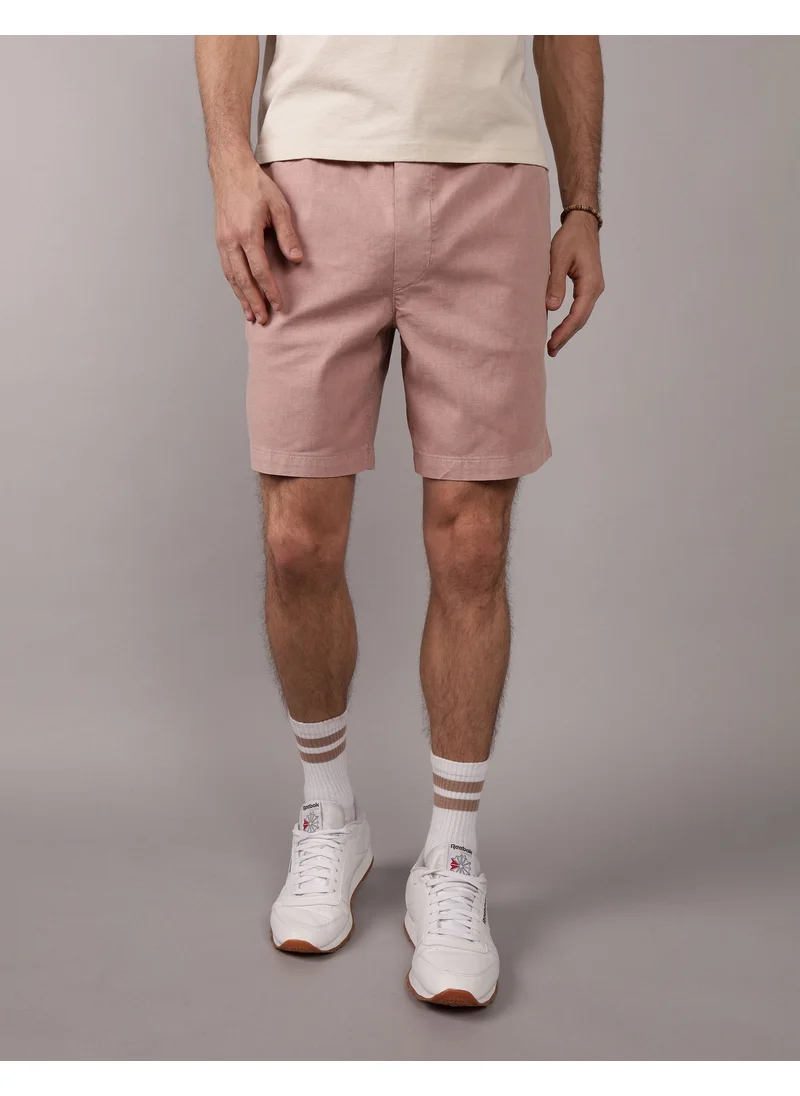 American Eagle AE Flex 8" Lived-In Linen-Blend Trekker Short