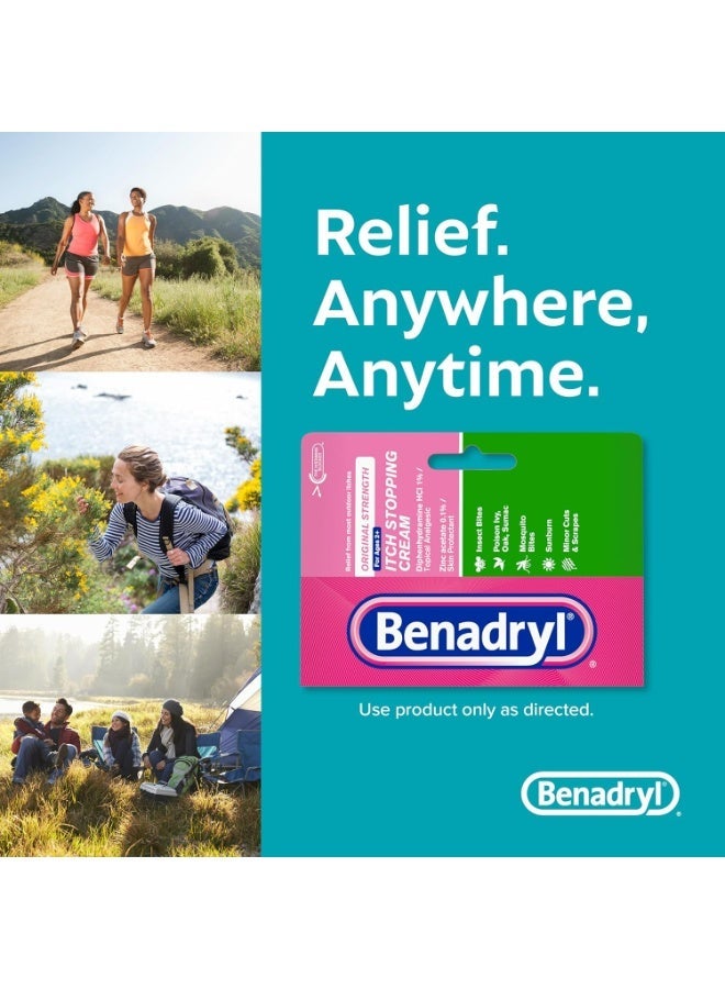 كريم بينادريل الأصلي المضاد للحكة، لتخفيف حكة لدغات الحشرات، مسكن موضعي للألم من ديفينهيدرامين هيدروكلوريد، وواقي للبشرة من أسيتات الزنك، رائع لمستلزمات التخييم الأساسية، 1 أونصة، عبوة من قطعتين - Image 4