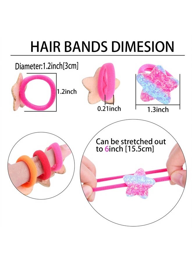 Zifengcer - 36 Pcs Glitter Hair Ties for Baby Girls Elastic Rubber Bands Hair Scrunchies for Toddler Girls Rainbow Sequin Sparkle Star Heart Butterfly Cartoon Ponytail Holders Hair Accessories Sold by Zifengcer - Image 1