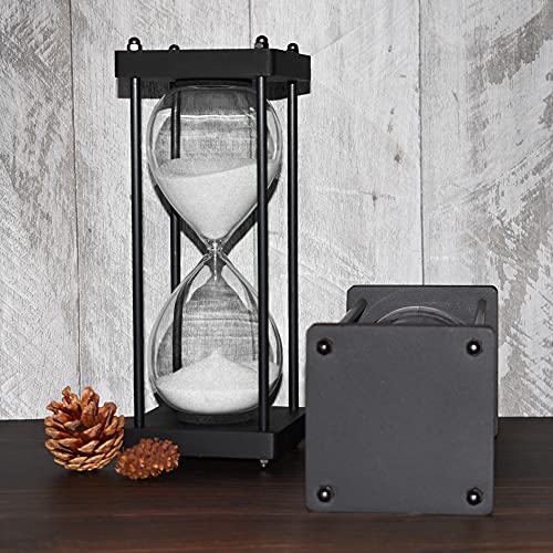 ELAINESTORE Hourglass Timer 60 Minute, Black Wooden Frame Decorative Sand Timer (White Sand, Large Size) - Image 4