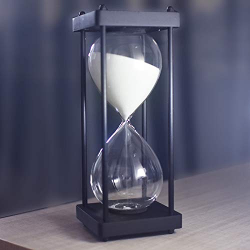 ELAINESTORE Hourglass Timer 60 Minute, Black Wooden Frame Decorative Sand Timer (White Sand, Large Size) - Image 3