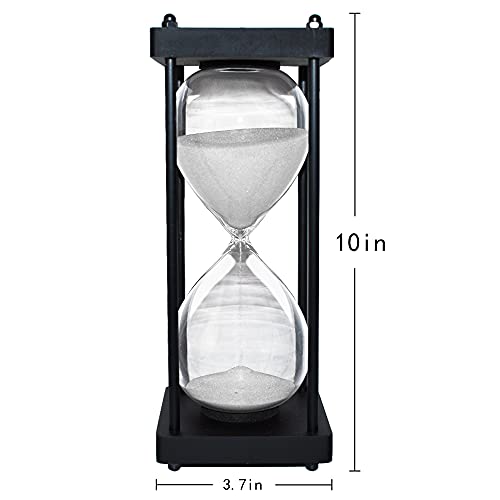 ELAINESTORE Hourglass Timer 60 Minute, Black Wooden Frame Decorative Sand Timer (White Sand, Large Size) - Image 5