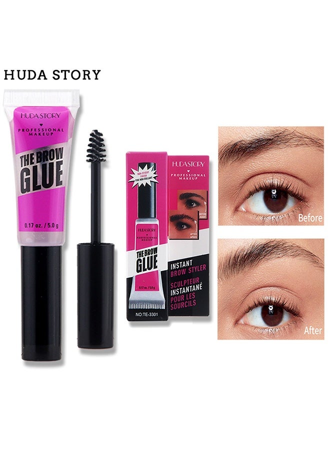 HUDA STORY غراء الحاجب ، لاصق لتشكيل الحاجب طويل الأمد ، كريم حواجب بري شفاف مقاوم للماء ، مشكل الحواجب 5.0 جرام - Image 1
