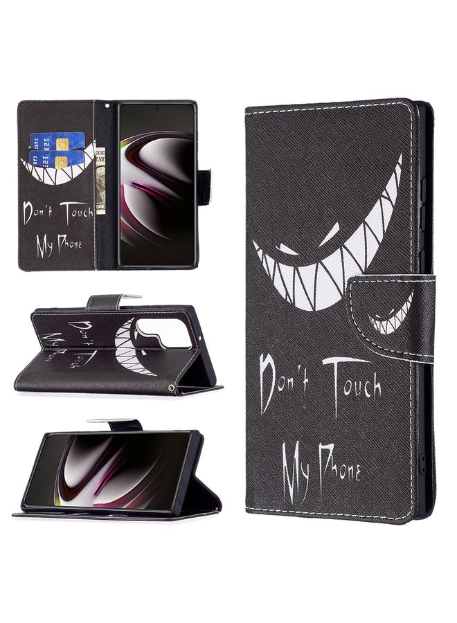 اس-توب جراب لهاتف Samsung Galaxy S22 Ultra 5G بنمط رسم ملون، جراب جلدي قابل للطي أفقيًا مع حامل وفتحات للبطاقات ومحفظة - Image 1