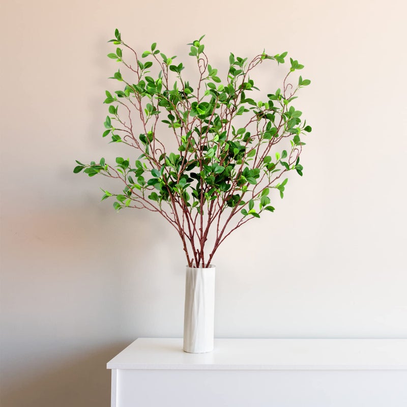 AUSTOR 5 Packs 45" Artificial Ficus Stems Faux Green Branches Leaf Fake Green Bushes Shrubs Ficus Twig Stems for Vase Filler Home Wedding Office Decor - Image 4