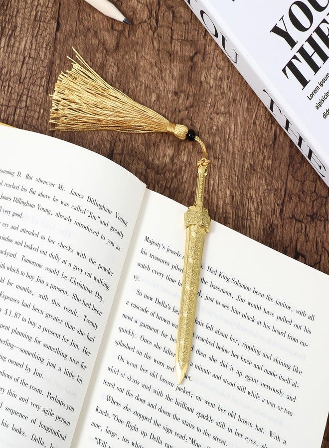 Tyqour Sword Bookmark with Tassels Metal Book Mark Vintage Bookmark for Men Women Office School Home Library Bookstore - Image 3