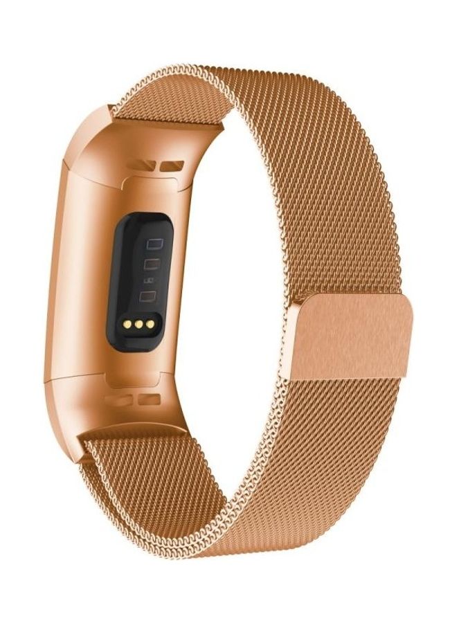 NIBEMINENT Metal Magnetic Watch Strap For Fitbit Charger 3 Rose Gold - Image 2