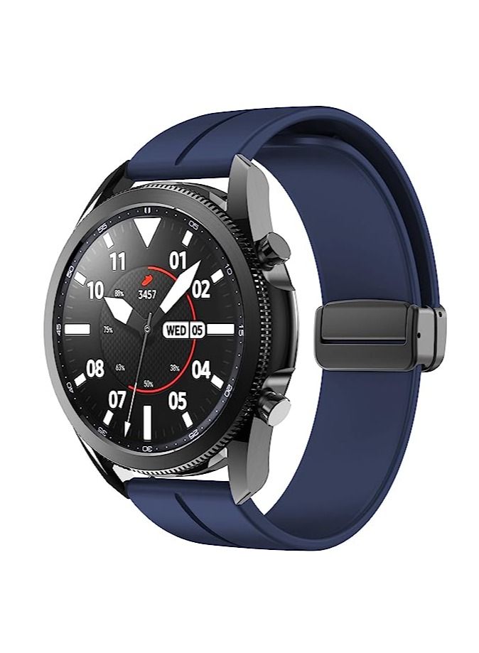 22mm Silicone Strap With Magnetic Folding Buckle For  Oraimo Tempo W 2 OSW20- Smart Watch Sport - Blue  - Image 4