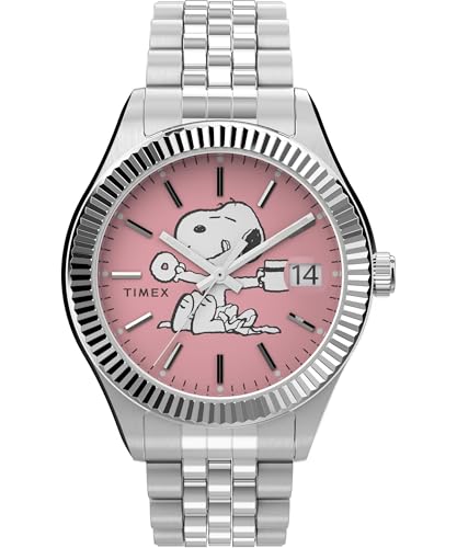 Timex Women's Peanuts x Waterbury Legacy Watch - Silver-Tone Bracelet Pink Dial Silver-Tone Case - Image 1