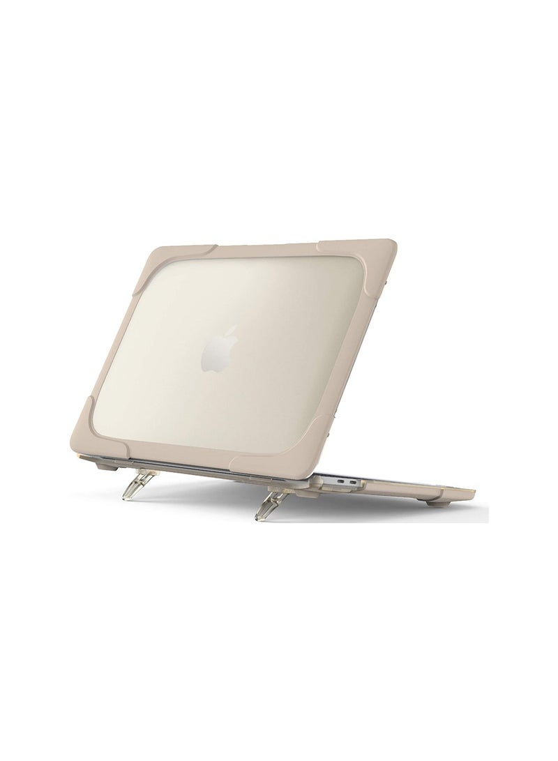 Procases ProCase MacBook Pro 13 Inch Case 2020 M1 A2338/ A2289/ A2251, Heavy Duty Slim Hard Shell Dual Layer Protective Cover with Fold Kickstand for MacBook Pro New 13-inch Retina with Touch ID -Khaki - Image 1