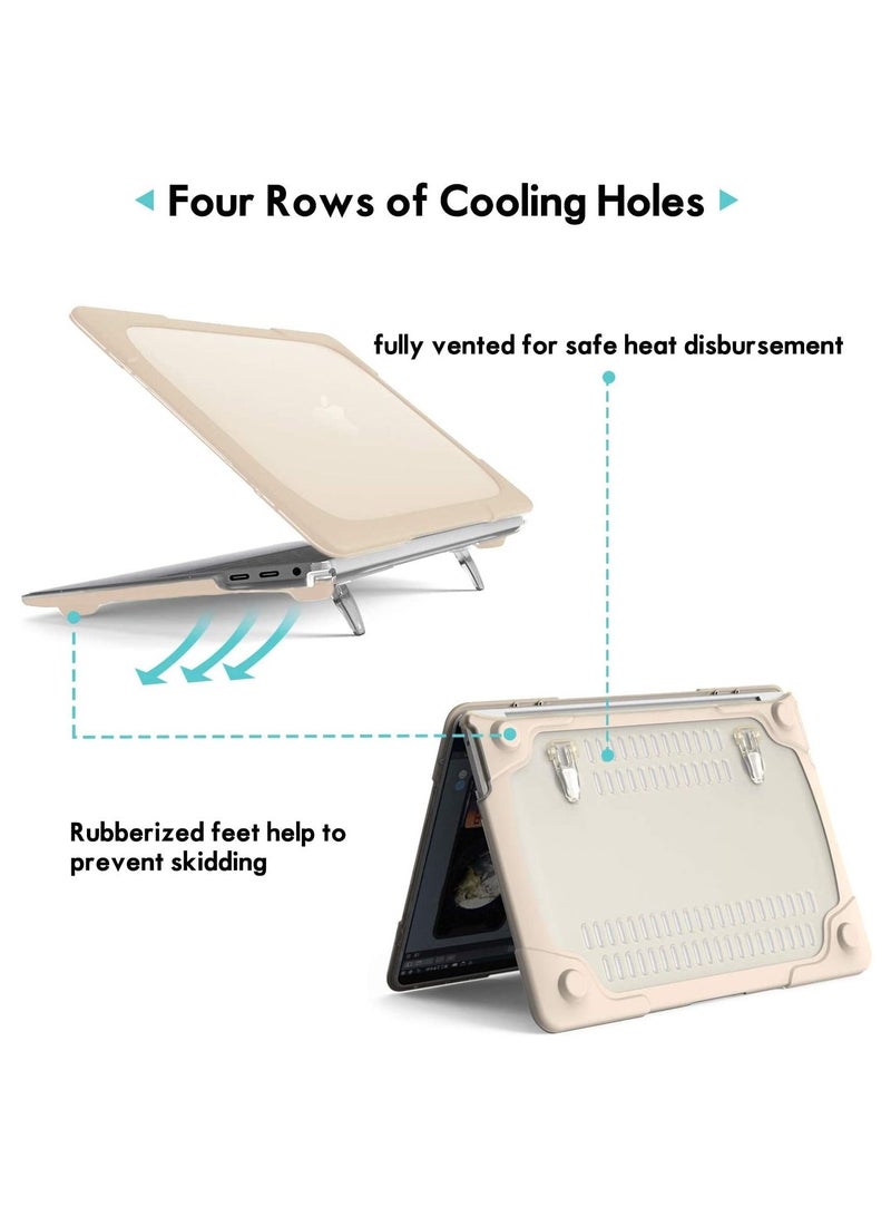 Procases ProCase MacBook Pro 13 Inch Case 2020 M1 A2338/ A2289/ A2251, Heavy Duty Slim Hard Shell Dual Layer Protective Cover with Fold Kickstand for MacBook Pro New 13-inch Retina with Touch ID -Khaki - Image 5