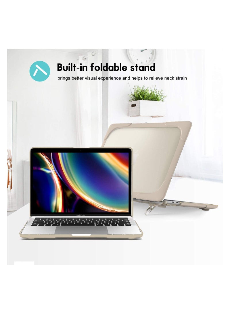Procases ProCase MacBook Pro 13 Inch Case 2020 M1 A2338/ A2289/ A2251, Heavy Duty Slim Hard Shell Dual Layer Protective Cover with Fold Kickstand for MacBook Pro New 13-inch Retina with Touch ID -Khaki - Image 4