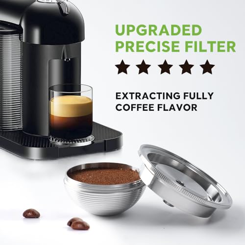 BENFUCHEN Stainless Steel Reusable NespressoV ertuo Pod Compatible with GCA1, BENFUCHEN Metal N espresso Refillable Capsule For ENV135, Brewing Espresso 80ML/2.5OZ(SMALL), 1 Pod 1 Tamper - Image 5