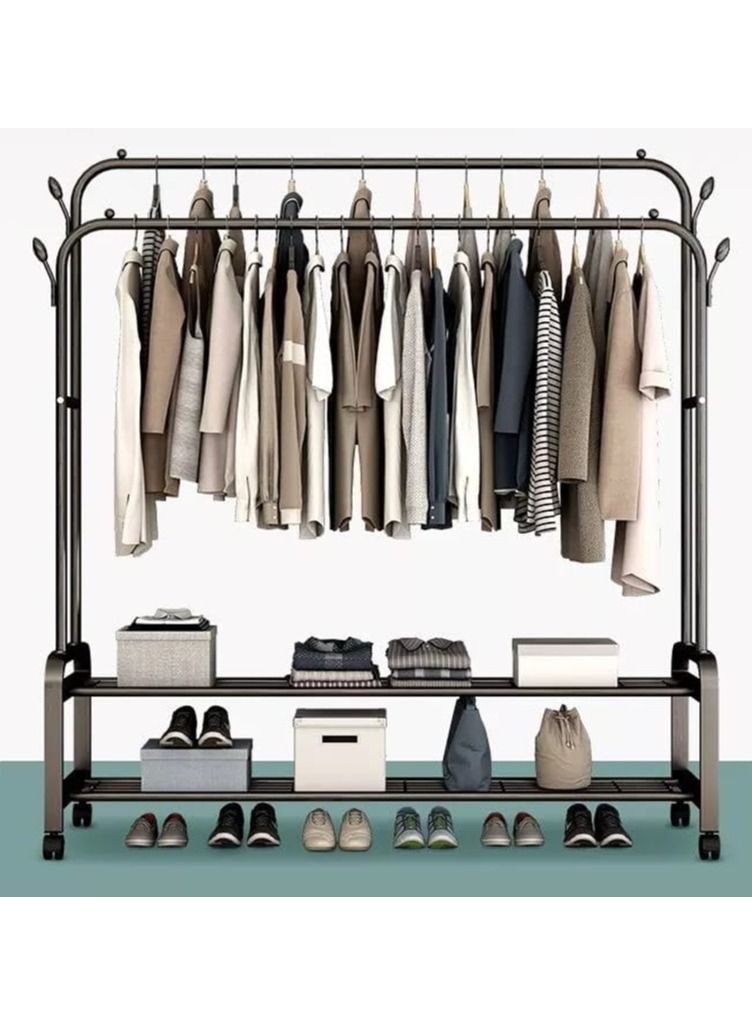 Floor folding indoor iron wing type clothes rack balcony moving simple sun quilt clothes rack  - Image 2