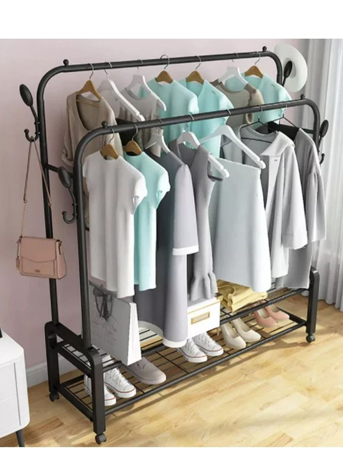 Floor folding indoor iron wing type clothes rack balcony moving simple sun quilt clothes rack  - Image 3