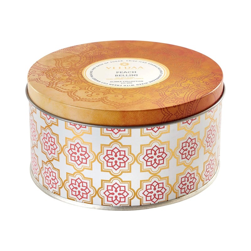 VEEDAA Peach Bellini 3 Wick Tin Soy Scented Candle Burns 40 Hours - Image 2