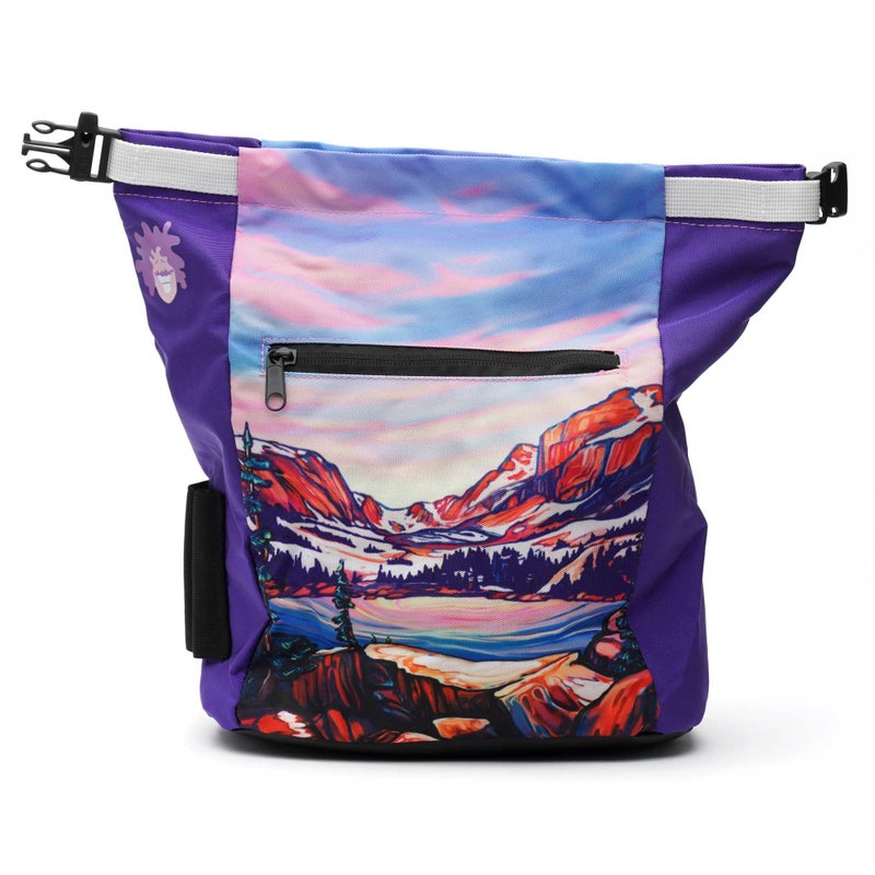 GNARLY DOOD Rocky Mountains Rock Climbing Chalk Bucket for Bouldering Gym Outdoor Use Durable Hook Loop Closure 2 Zippered Pockets EasyCarry Handle - Image 2